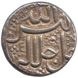 Silver Rupee  of Jalal Ud Din Muhammad Akbarof  Ahmadabad  Mint.