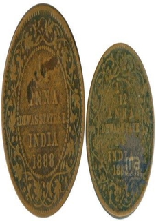 Copper Quarter  Anna and One Twelfth  Anna Coins of Dewas Senior Branch.