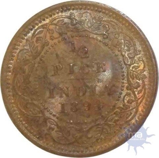 Copper Half  Pice Coin of Victoria Empress of  Calcutta Mint of 1894.