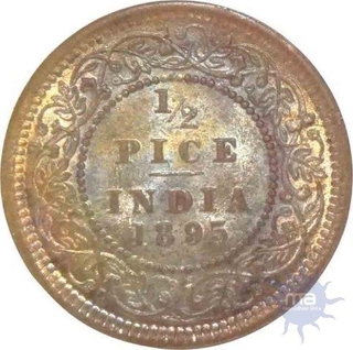 Copper Half  Pice Coin of  Victoria Queen of  Calcutta Mint of 1895.