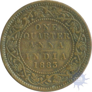 Copper Quarter Anna Coin of Victoria Empress of Bombay Mint of 1883.