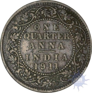 Bronze One Quarter Anna Coin of King George V of Calcutta Mint of 1911.