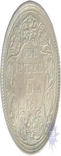 Silver One Rupee Coin of Victoria Queen of  Bombay Mint of 1862.