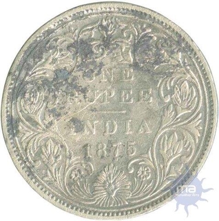 Silver One Rupee Coin of Victoria Queen of  Bombay Mint of 1875.