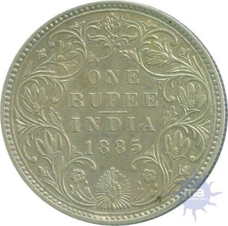 Silver One  Rupee Coin of Victoria Empress of  Bombay Mint of 1885.