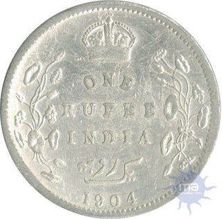 Silver One Rupee of King Edward VII  of Bombay Mint of 1904.