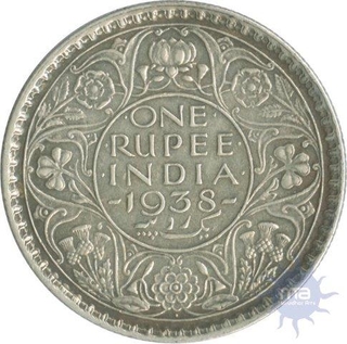 Silver One Rupee Coin of  King George VI of  Bombay Mint of 1938.