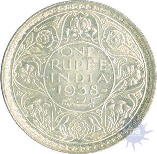 Silver One Rupee Coin of King George VI of Calcutta Mint of 1938.