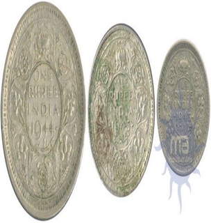 Silver coins of  King George VI of Lahore Mint.