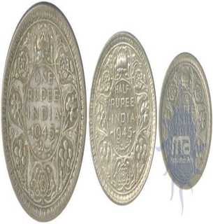 Silver Coins of  King George VI of Lahore Mint of of 1945.