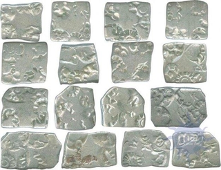 Punch Marked Silver Karshapana Coins of Maurya Empire.