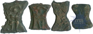 Damru shaped Copper Coins of Kaushambi Region.