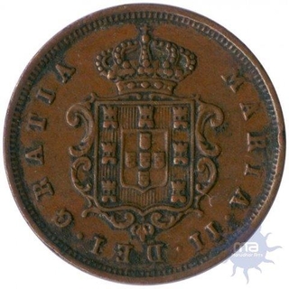 Copper Two Reis Coin of Portuguese India.