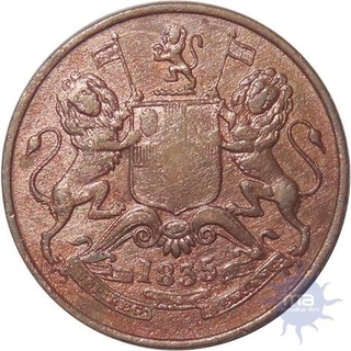 Copper Half Anna of Bombay Mint of 1835.