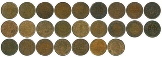 Copper One Twelfth Anna Coins of British India.