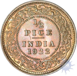 Bronze Half Pice Coin of King George V of Bombay Mint of 1922.