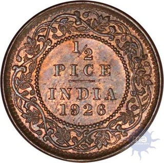 Bronze Half Pice of King George V of Calcutta Mint of 1926.