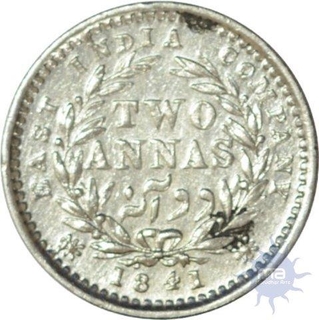 Silver Two Annas Coin of Victoria Queen of Calcutta Mint of 1841.