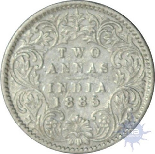 Silver Two Annas of Victoria Empress of Bombay mint of 1885.