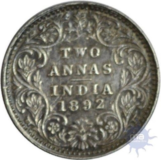 Silver Two Annas of Victoria Empress of Bombay Mint of 1892.