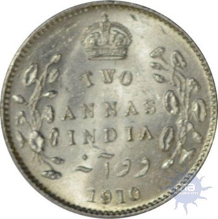 Silver Two Annas of King George V of Calcutta Mint of 1910.