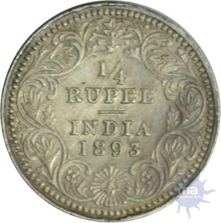 Silver Quarter Rupee of Queen Victoria of 1893.