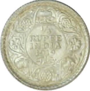 Silver Quarter Rupee of King George V of Calcutta mint of 1919.