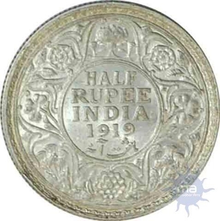 Silver Half Rupee of  King George V of Bombay Mint of 1919.