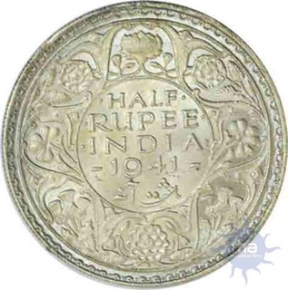 Silver Half Rupee of King George VI of Bombay Mint of 1941.