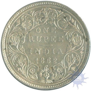 Silver Rupee of  Victoria Queen of Bombay Mint of 1862.