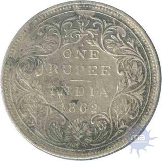 Silver Rupee of Victoria Queen of Bombay Mint of 1862.