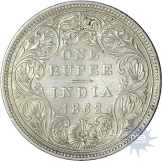 Silver Rupee of Victoria Queen of Bombay Mint of 1862.