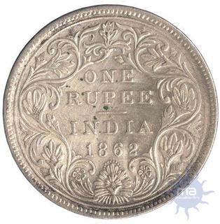 Silver Rupee of Victoria Queen of  Bombay Mint of 1862.