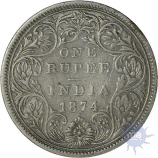 Silver Rupee of Victoria Queen of Calcutta Mint of 1874.