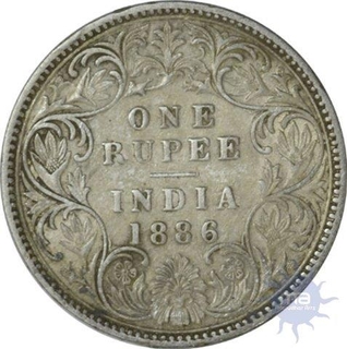 Silver Rupee of Victoria Empress of Calcutta Mint of 1886.