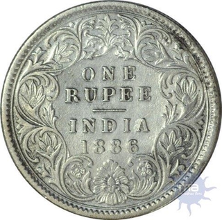 Mule Silver Rupee of Victoria Empress of Calcutta Mint of 1886.