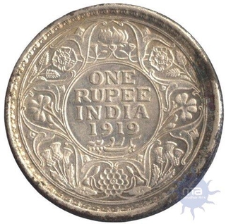 Silver One Rupee Coin of King George V of Bombay Mint of 1919.