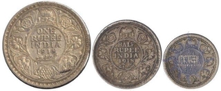 Silver Coins of King George V of Bombay Mint.