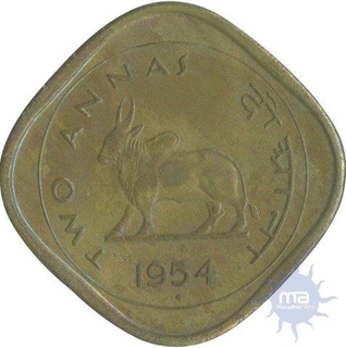 Cupro Nickel Two Annas of Bombay Mint of 1954.