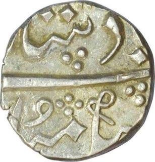 Silver half rupee of Baroda of Anand rao in the name of Muhammad Akbar II.