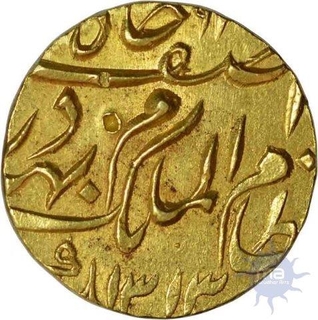 Gold Ashrafi of Hyderabad of Nizam Ali Khan of Farkhanda Bunyad mint.