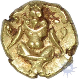 Gold Fanam of Mysore of  Kantirava Narasaraja Wodeyar of 1638-1659 AD.