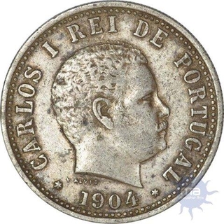 Silver Rupia of Indo  Portuguese of the year of 1904.