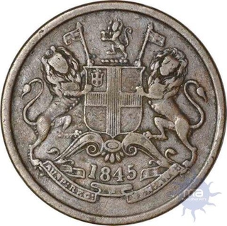 Copper half Anna of East India Company of Calcutta mint of 1845 year.