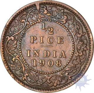 Bronze Issues Half Pice  of King Edward VII of Calcutta Mint of 1908.