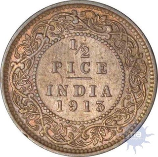 Bronze half Pice of King George V of Calcutta mint of 1913.