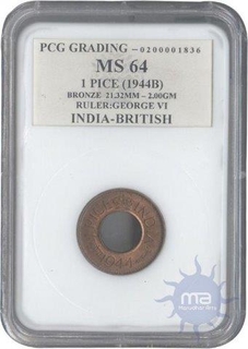 Bronze One Pice of  King George VI of Bombay Mint of 1944.