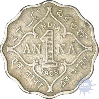 Cupro Nickel One Anna of King Edward VII of Bombay mint of 1909.