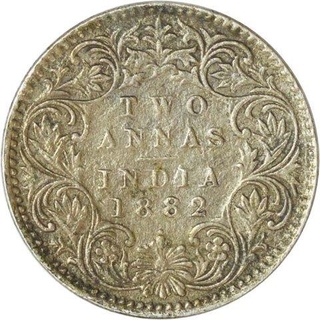 Silver Two Annas of Victoria Empress of Bombay Mint of 1882.