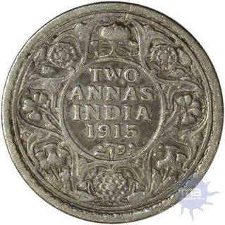 Silver Two Annas of King George V of Bombay Mint of 1915.